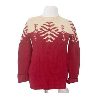 J Crew Knit by Hand Ivory Snowflake Nordic SOFT 100% Lambswool Ski Sweater